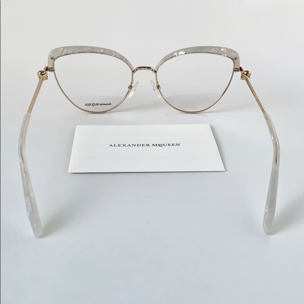 Alexander McQueen Eyeglasses AM0259O 003 Gold - Picture 6 of 7